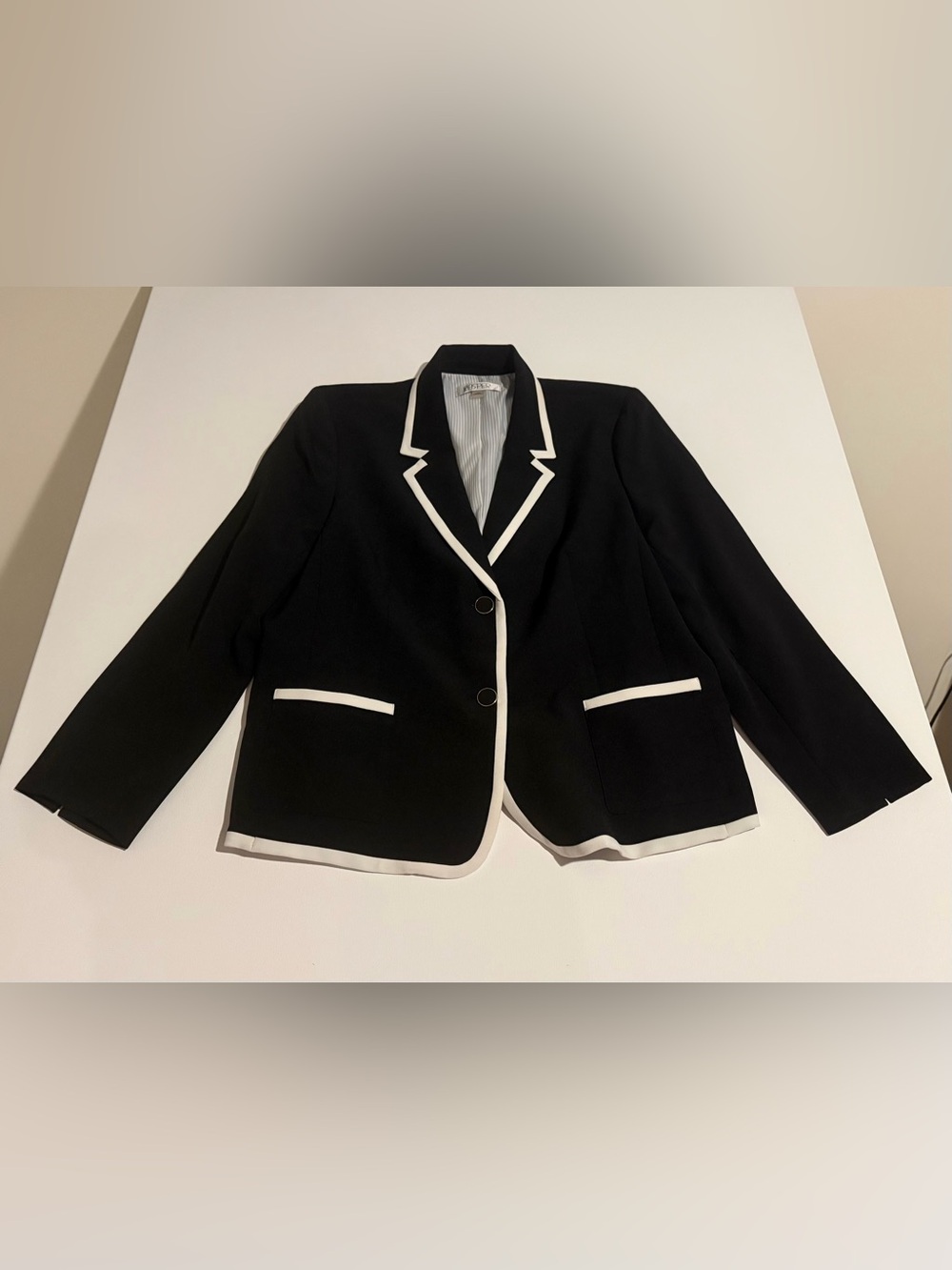 Kasper Black Blazer with White Trim